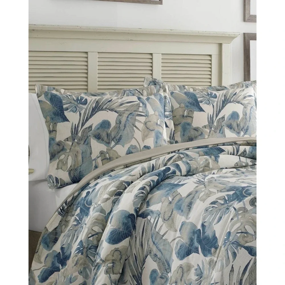 Tommy Bahama Home Raw Coast King Duvet Set Blue Tropical 100% Cotton 3pc NWT